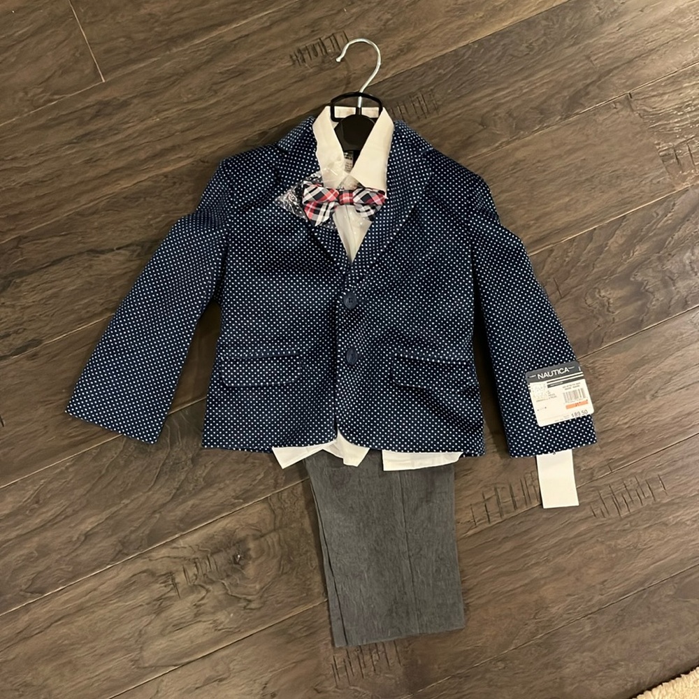 Nautica 2T Boys Suit with Velvet Polka Dot Blazer